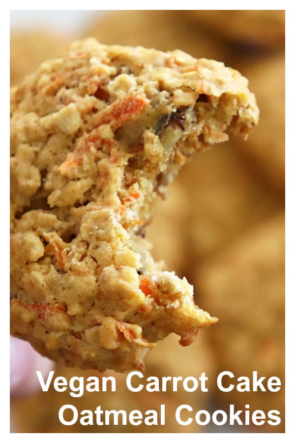 Pinterest image for Vegan Carrot Cake Oatmeal Cookies